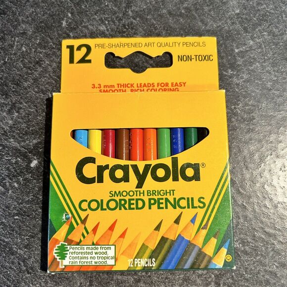 Vtg Crayola 1992 12 Pack Smooth Bright Colored Pencils & 1990 24 Pack Crayons - Picture 2 of 8